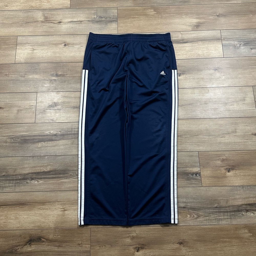 Vintage 2005 Adidas Navy Striped Wide Leg Track Pants